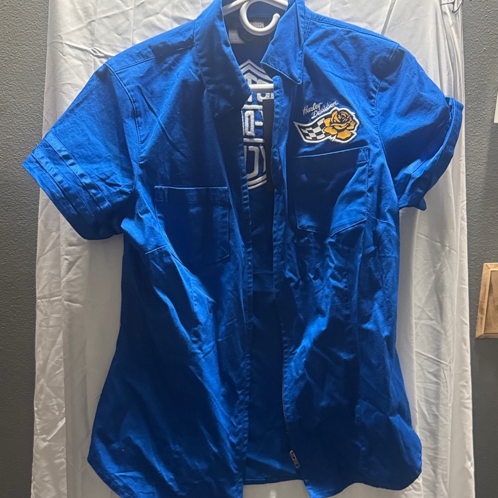 Harley-Davidson Blue Casual Button Down Shirt